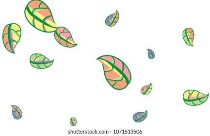 Hand Drawn tea leaf background. Vector summer composition of tea leaves on white background. Sketch cartoon style illustration and background pattern. Hand drawn herbal green tea.
