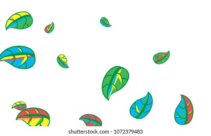 Hand Drawn tea leaf background. Vector summer composition of tea leaves on white background. Sketch cartoon style illustration and background pattern. Hand drawn herbal green tea.