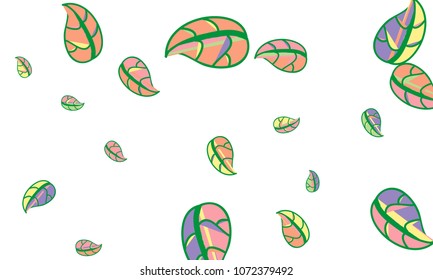 Hand Drawn tea leaf background. Vector summer composition of tea leaves on white background. Sketch cartoon style illustration and background pattern. Hand drawn herbal green tea.