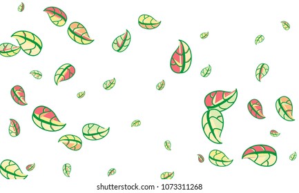 Hand Drawn tea leaf background. Vector summer composition of tea leaves on white background. Sketch cartoon style illustration and background pattern. Hand drawn herbal green tea.