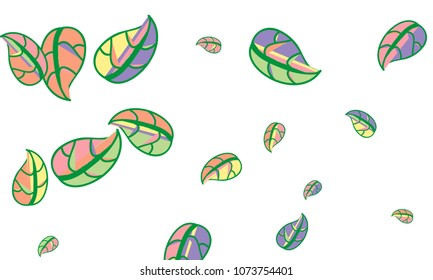 Hand Drawn tea leaf background. Vector summer composition of tea leaves on white background. Sketch cartoon style illustration and background pattern. Hand drawn herbal green tea.