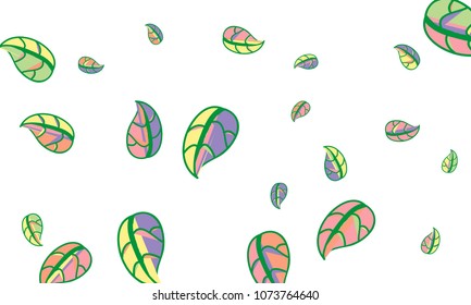 Hand Drawn tea leaf background. Vector summer composition of tea leaves on white background. Sketch cartoon style illustration and background pattern. Hand drawn herbal green tea.