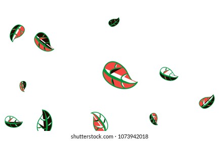 Hand Drawn tea leaf background. Vector summer composition of tea leaves on white background. Sketch cartoon style illustration and background pattern. Hand drawn herbal green tea.