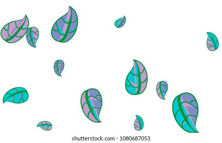 Hand Drawn tea leaf background. Vector summer composition of tea leaves on white background. Sketch cartoon style illustration and background pattern. Hand drawn herbal green tea.