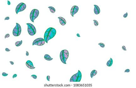 Hand Drawn tea leaf background. Vector summer composition of tea leaves on white background. Sketch cartoon style illustration and background pattern. Hand drawn herbal green tea.