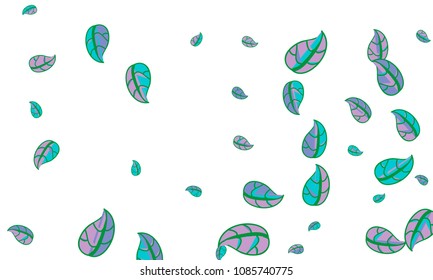 Hand Drawn tea leaf background. Vector summer composition of tea leaves on white background. Sketch cartoon style illustration and background pattern. Hand drawn herbal green tea.