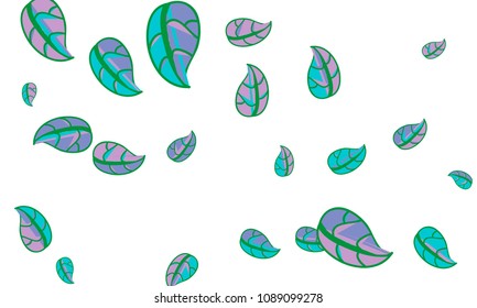 Hand Drawn tea leaf background. Vector summer composition of tea leaves on white background. Sketch cartoon style illustration and background pattern. Hand drawn herbal green tea.