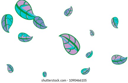 Hand Drawn tea leaf background. Vector summer composition of tea leaves on white background. Sketch cartoon style illustration and background pattern. Hand drawn herbal green tea.
