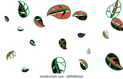 Hand Drawn tea leaf background. Vector summer composition of tea leaves on white background. Sketch cartoon style illustration and background pattern. Hand drawn herbal green tea.