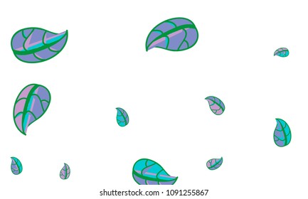 Hand Drawn tea leaf background. Vector summer composition of tea leaves on white background. Sketch cartoon style illustration and background pattern. Hand drawn herbal green tea.