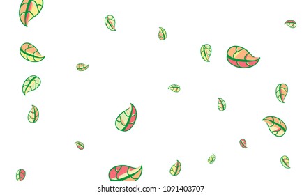 Hand Drawn tea leaf background. Vector summer composition of tea leaves on white background. Sketch cartoon style illustration and background pattern. Hand drawn herbal green tea.