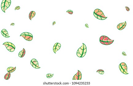 Hand Drawn tea leaf background. Vector summer composition of tea leaves on white background. Sketch cartoon style illustration and background pattern. Hand drawn herbal green tea.