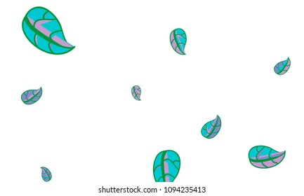 Hand Drawn tea leaf background. Vector summer composition of tea leaves on white background. Sketch cartoon style illustration and background pattern. Hand drawn herbal green tea.