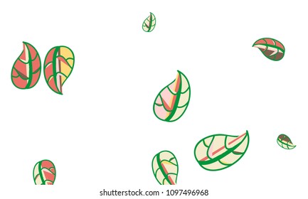 Hand Drawn tea leaf background. Vector summer composition of tea leaves on white background. Sketch cartoon style illustration and background pattern. Hand drawn herbal green tea.