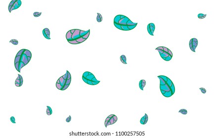 Hand Drawn tea leaf background. Vector summer composition of tea leaves on white background. Sketch cartoon style illustration and background pattern. Hand drawn herbal green tea.