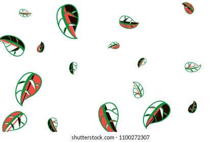 Hand Drawn tea leaf background. Vector summer composition of tea leaves on white background. Sketch cartoon style illustration and background pattern. Hand drawn herbal green tea.