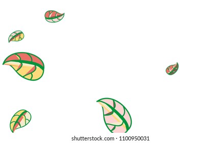 Hand Drawn tea leaf background. Vector summer composition of tea leaves on white background. Sketch cartoon style illustration and background pattern. Hand drawn herbal green tea.