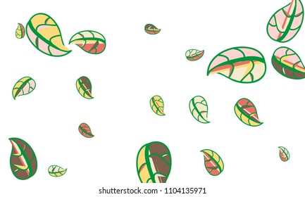 Hand Drawn tea leaf background. Vector summer composition of tea leaves on white background. Sketch cartoon style illustration and background pattern. Hand drawn herbal green tea.
