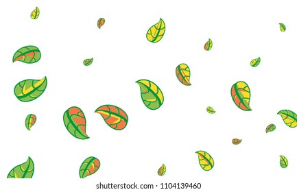 Hand Drawn tea leaf background. Vector summer composition of tea leaves on white background. Sketch cartoon style illustration and background pattern. Hand drawn herbal green tea.