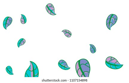 Hand Drawn tea leaf background. Vector summer composition of tea leaves on white background. Sketch cartoon style illustration and background pattern. Hand drawn herbal green tea.