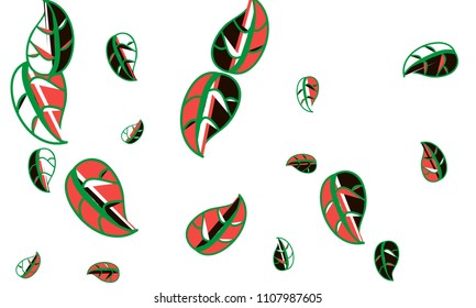 Hand Drawn tea leaf background. Vector summer composition of tea leaves on white background. Sketch cartoon style illustration and background pattern. Hand drawn herbal green tea.