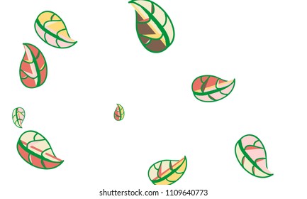 Hand Drawn tea leaf background. Vector summer composition of tea leaves on white background. Sketch cartoon style illustration and background pattern. Hand drawn herbal green tea.