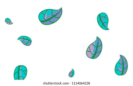 Hand Drawn tea leaf background. Vector summer composition of tea leaves on white background. Sketch cartoon style illustration and background pattern. Hand drawn herbal green tea.