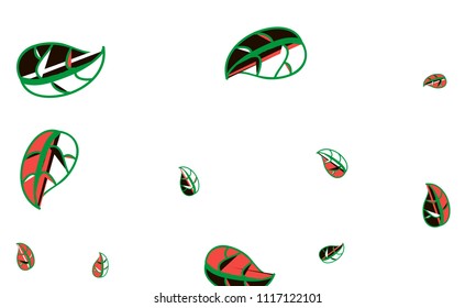 Hand Drawn tea leaf background. Vector summer composition of tea leaves on white background. Sketch cartoon style illustration and background pattern. Hand drawn herbal green tea.