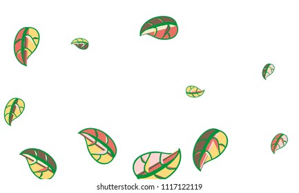 Hand Drawn tea leaf background. Vector summer composition of tea leaves on white background. Sketch cartoon style illustration and background pattern. Hand drawn herbal green tea.