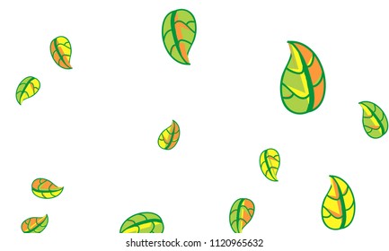 Hand Drawn tea leaf background. Vector summer composition of tea leaves on white background. Sketch cartoon style illustration and background pattern. Hand drawn herbal green tea.