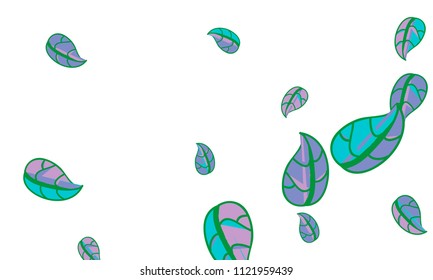Hand Drawn tea leaf background. Vector summer composition of tea leaves on white background. Sketch cartoon style illustration and background pattern. Hand drawn herbal green tea.