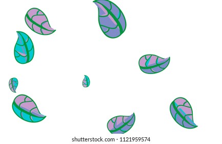 Hand Drawn tea leaf background. Vector summer composition of tea leaves on white background. Sketch cartoon style illustration and background pattern. Hand drawn herbal green tea.