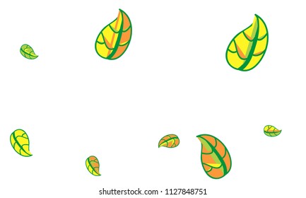 Hand Drawn tea leaf background. Vector summer composition of tea leaves on white background. Sketch cartoon style illustration and background pattern. Hand drawn herbal green tea.