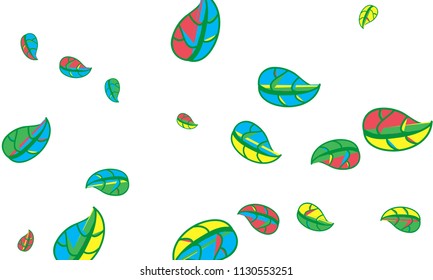 Hand Drawn tea leaf background. Vector summer composition of tea leaves on white background. Sketch cartoon style illustration and background pattern. Hand drawn herbal green tea.