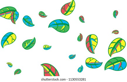 Hand Drawn tea leaf background. Vector summer composition of tea leaves on white background. Sketch cartoon style illustration and background pattern. Hand drawn herbal green tea.