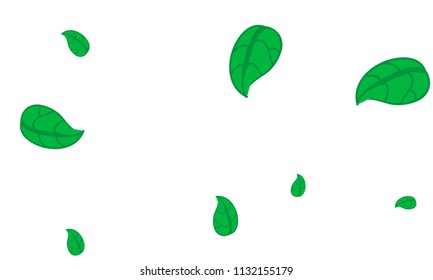 Hand Drawn tea leaf background. Vector summer composition of tea leaves on white background. Sketch cartoon style illustration and background pattern. Hand drawn herbal green tea.