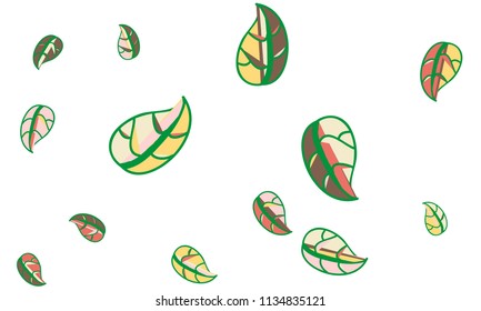 Hand Drawn tea leaf background. Vector summer composition of tea leaves on white background. Sketch cartoon style illustration and background pattern. Hand drawn herbal green tea.