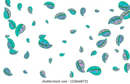 Hand Drawn tea leaf background. Vector summer composition of tea leaves on white background. Sketch cartoon style illustration and background pattern. Hand drawn herbal green tea.