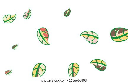 Hand Drawn tea leaf background. Vector summer composition of tea leaves on white background. Sketch cartoon style illustration and background pattern. Hand drawn herbal green tea.