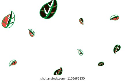 Hand Drawn tea leaf background. Vector summer composition of tea leaves on white background. Sketch cartoon style illustration and background pattern. Hand drawn herbal green tea.