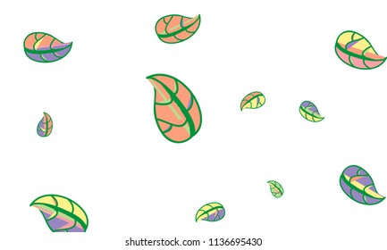 Hand Drawn tea leaf background. Vector summer composition of tea leaves on white background. Sketch cartoon style illustration and background pattern. Hand drawn herbal green tea.