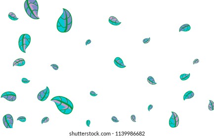 Hand Drawn tea leaf background. Vector summer composition of tea leaves on white background. Sketch cartoon style illustration and background pattern. Hand drawn herbal green tea.