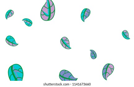 Hand Drawn tea leaf background. Vector summer composition of tea leaves on white background. Sketch cartoon style illustration and background pattern. Hand drawn herbal green tea.