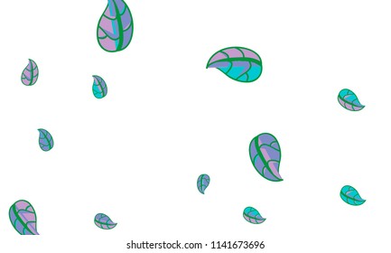 Hand Drawn tea leaf background. Vector summer composition of tea leaves on white background. Sketch cartoon style illustration and background pattern. Hand drawn herbal green tea.