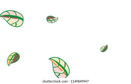 Hand Drawn tea leaf background. Vector summer composition of tea leaves on white background. Sketch cartoon style illustration and background pattern. Hand drawn herbal green tea.
