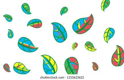 Hand Drawn tea leaf background. Vector summer composition of tea leaves on white background. Sketch cartoon style illustration and background pattern. Hand drawn herbal green tea.