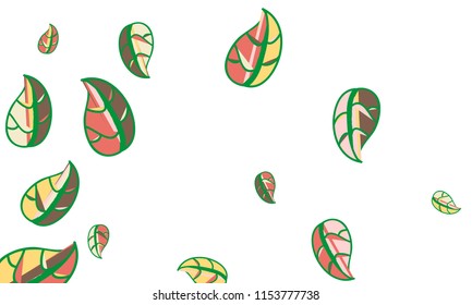 Hand Drawn tea leaf background. Vector summer composition of tea leaves on white background. Sketch cartoon style illustration and background pattern. Hand drawn herbal green tea.