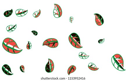 Hand Drawn tea leaf background. Vector summer composition of tea leaves on white background. Sketch cartoon style illustration and background pattern. Hand drawn herbal green tea.