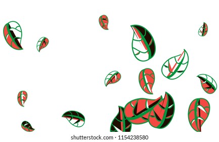 Hand Drawn tea leaf background. Vector summer composition of tea leaves on white background. Sketch cartoon style illustration and background pattern. Hand drawn herbal green tea.