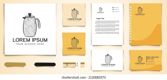 hand drawn tea pot jar logo and business branding template Designs Inspiration Isolated on White Background